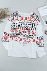 Christmas Print Long Sleeve Top - Shah S. Sahota